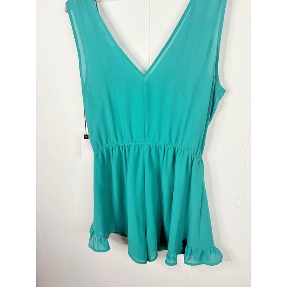 ASTR The Label Teal Chiffon Romper Size Medium Ruffle Hem - Picture 7 of 8